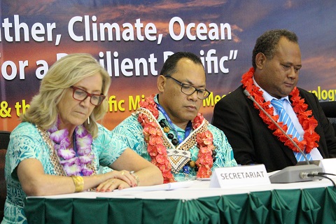 Mary Power of WMO, DG Kosi Latu and Hon. Samuel Manetoali