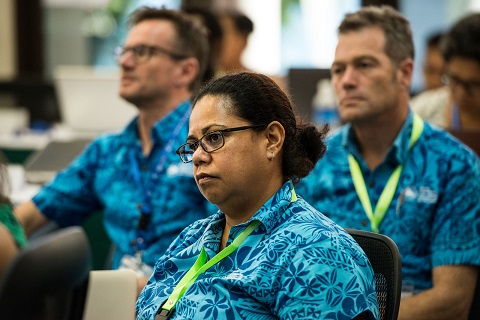 Rhonda Robinson and Pacific Community (SPC) team at the PMC-4 (Photo credit: Jenny Davson-Galle SIMS)