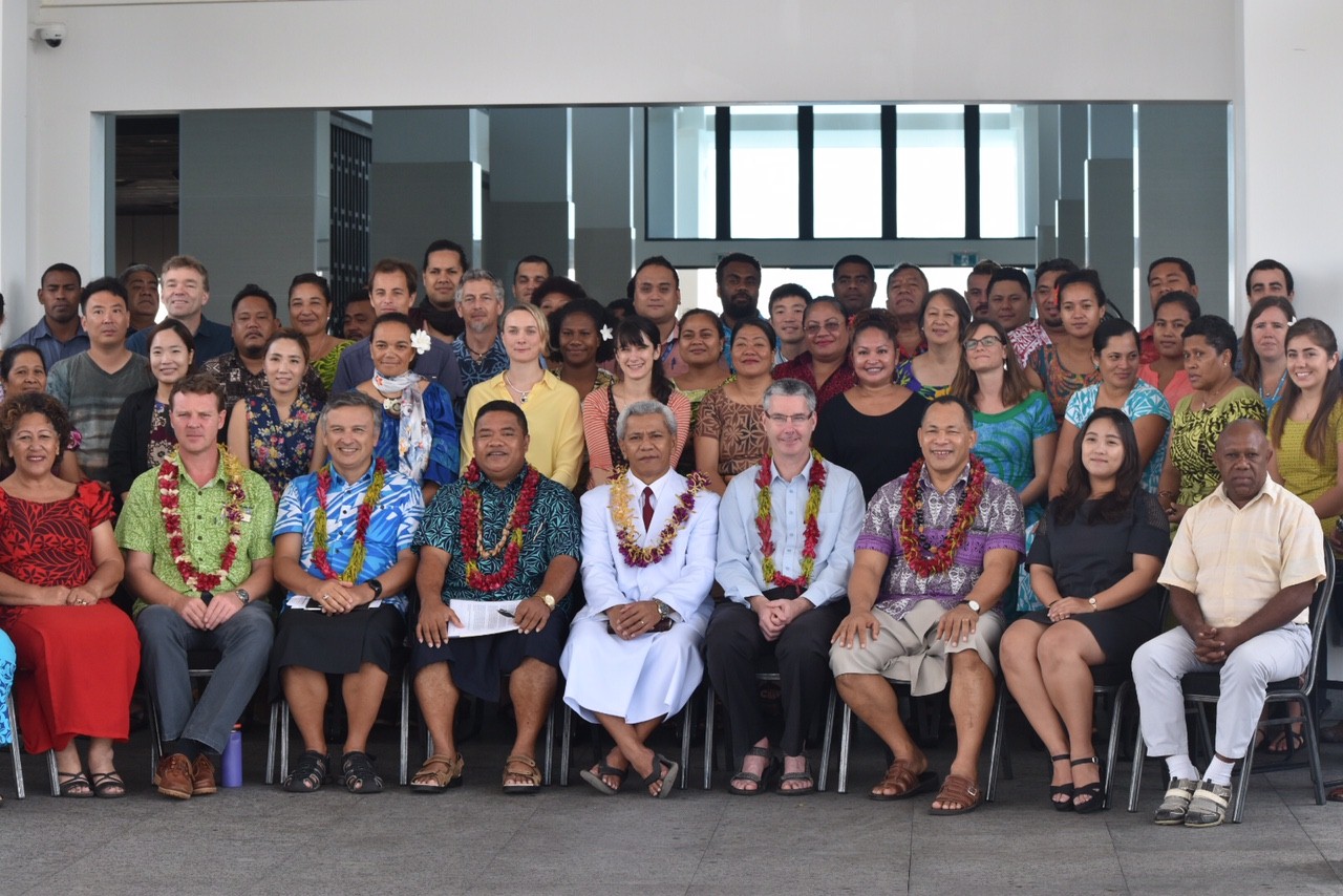 Participants' group photo at the Third Pacific Climate Outlook Forum at Taumeasina Island Resort, Samoa. Photo: S.Seuseu/SPREP