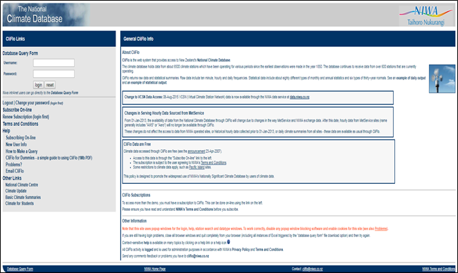 NIWA National Climate Database