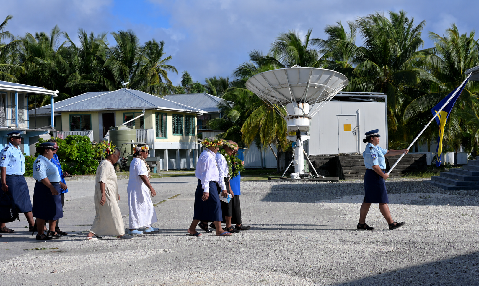 Procession for Ulu O Tokelau Hon. Alapati Tavite and Mission participants to Atafu