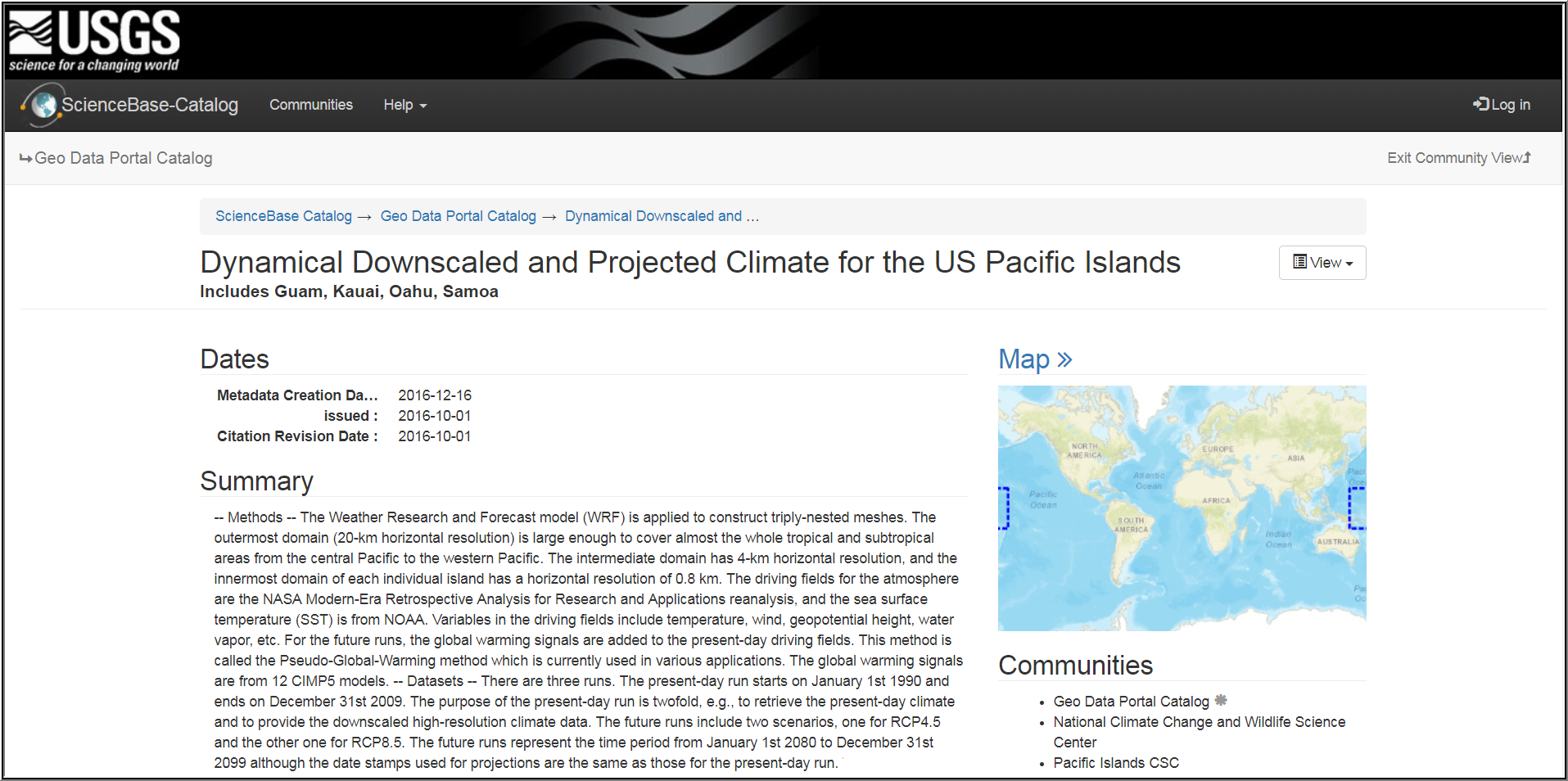 Dynamical Downscaled and Projected Climate for the US Pacific Islands