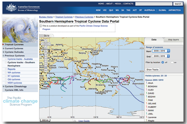 Southern Hemisphere Tropical Cyclone Data Portal