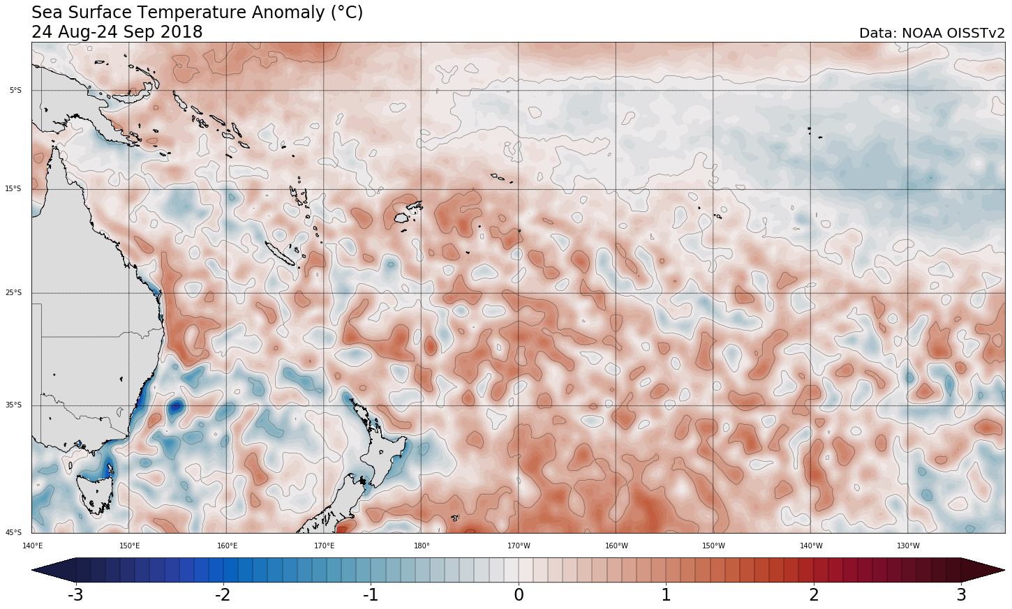 Sea surface temperature anomalies.