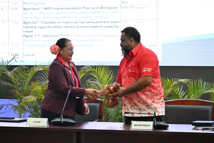 Outgoing WRP Chair (Fiji) hands over to Incoming Chair Niue