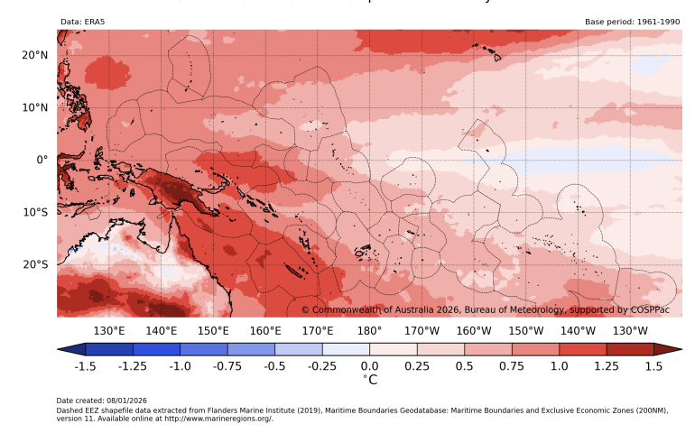Warmest Years on Record for Pacific