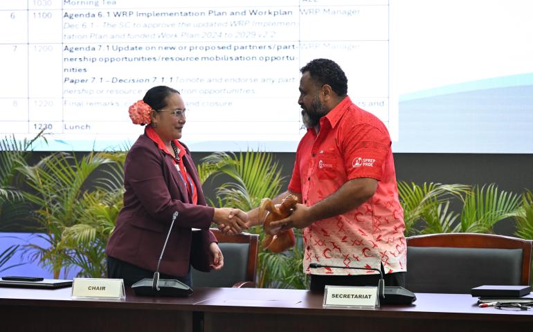 Outgoing WRP Chair (Fiji) hands over to Incoming Chair Niue