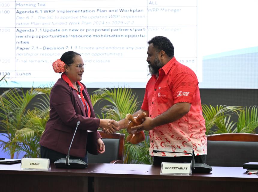 Outgoing WRP Chair (Fiji) hands over to Incoming Chair Niue